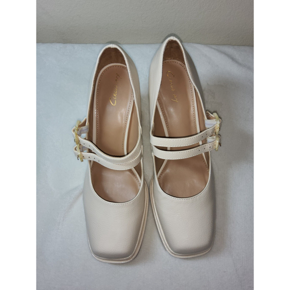 Circus NY By Sam Edelman Chunky Block Heel Platform Cream White SZ 10 M Cosplay - Picture 10 of 16